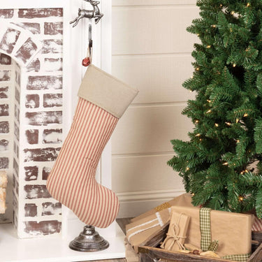 Sawyer Mill Red Ticking Stripe Stocking 12x20 VHC Brands - The Fox Decor